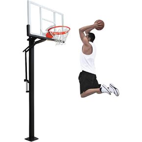 طوق كرة سلة خارجي قابل للتعديل مقاس 55 بوصة، لوح خلفي من الزجاج المقسى، ارتفاع 8-10 أقدام، نظام آمن ومستقر في الأرض للفناء الخلفي والممر والملعب in Kuwait