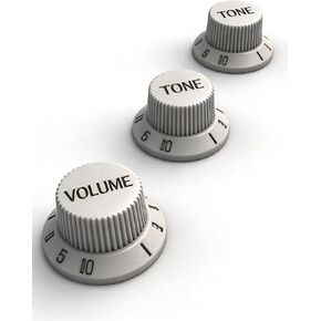 مقابض التحكم في جيتار الجيتار الكهربائي 18 خطًا، حجم جيتار كهربائي قطعة واحدة ومقابض نغمتين، مقابض جرس بلاستيكية علوية 6 مم للجيتار الكهربائي ST/SQ، أبيض وأسود مع شخصيات ذهبية (أسود) in Kuwait