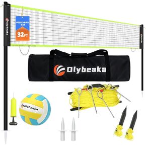 32ft Portable Outdoor Volleyball Net Set for Backyard Beach with Adjustable Poles, Durable, Soft PU Volleyball & Pump, Carry Bag - Easy Set Up & Durable in Kuwait