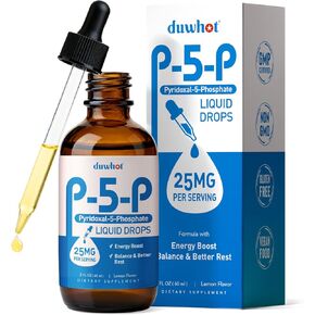 P5P Vitamin B6 25mg, Pyridoxal-5-Phosphate Activated B6 Liquid Drops for Women & Men, Energy Support, Balance, Nervous System Health, 2 Fl Oz in Kuwait
