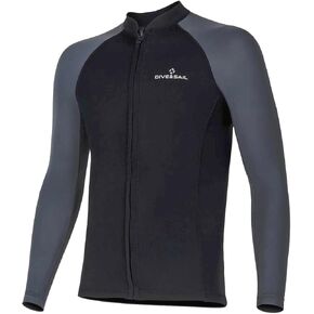 بدلة غطس علوية للرجال كم طويل بسحاب أمامي سترة 1.5 مللي متر من النيوبرين بدلة سباحة من النيلون للسباحة والغوص وركوب الأمواج in Kuwait