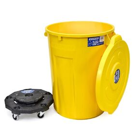 Magnum Yellow 44 Gallon Trash Can Set (Trash Can, Quiet Dolly, and Reinforced Lid), Construction Grade, Jobsite Ready for Handling and Rolling Garbage CMTC-CLD0-44Y01 (1 Set) in Kuwait