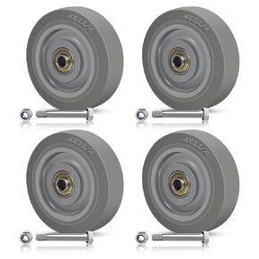 SY America 4" Replacement Caster Wheels Set of 4, Thermoplastic Rubber (TPR) Wheels Only, 1200 lbs Capacity, Quiet Non-Marking Industrial Wheels for Cart, Workbench, Dolly in Kuwait