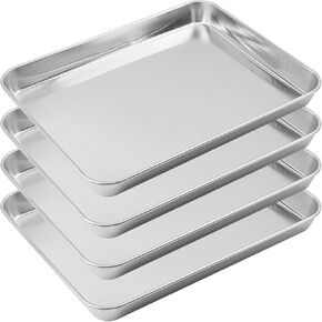 4 Pack Rectangle Stainless Steel Surgical Tray, 12.2 x 9.5 Inch Surgical Trays, Stainless Steel Medical Trays for Lab Instruments Organizer, Lab, Tattoo, Dental in Kuwait