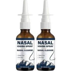 قطعتان من رذاذ لودين للأنف، رذاذ يومي للتنظيف والعناية بالأنف مع اليود وحمض الفولفيك، رذاذ أنفي غير طبي للهواء الجاف والسفر والاستخدام اليومي in Kuwait