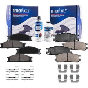 Detroit Axle - مجموعة الفرامل لتويوتا Sienna Highlander لكزس Rx350 Rx450H حفر وقرص محفوفة بالقرصات دوارات فرامل السيراميك بديل: 12.91 بوصة دوار أمامي و 12.17 بوصة دوار خلفي بوصة in Saudi Arabia
