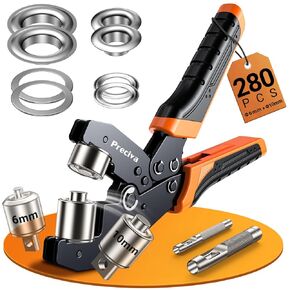 Preciva Grommet Tool Kit of 3/8" and 1/4", Interchangeable Double Head Handheld Grommet kit with 280pcs Eyelets and Grommets for Tarp Leather Fabric in Kuwait