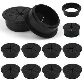 10 pcs Desk Grommet, 2 inch/50 mm Desk Hole Cover, Black Cable Grommet for Wire Cord Through The Table, Cabinet, Countertop and Other Furniture in Kuwait