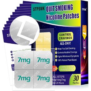 Nicotine Patches Step 1+-3, 28mg Dividable into 4×7mg Pieces – Covers All Quit Stages, 24-Hour Transdermal Quit Smoking Aid (30 Patches) in Kuwait