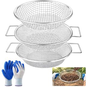 Soil Sifter for Gardening 3Pcs Compost Sifter 3 Mesh Sizes 1/8" 1/4" 3/8"Heavy Duty Dirt Sieve Fits 5 Gallon Buckets Garden Sifter with Handle for Rocks Dirt and Organic Material in Kuwait