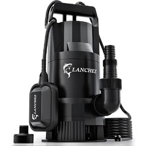 مضخة مستنقع LANCHEZ 1.6HP 6000GPH، مضخة مياه غاطسة عالية التدفق مع مفتاح تعويم، مضخة مياه نقل أوتوماتيكية لحوض السباحة في الطابق السفلي من حوض الصرف الصحي، أسود in Kuwait