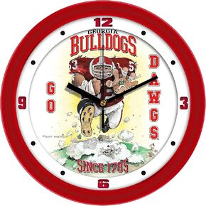 SunTime Georgia Bulldogs Football Wall Clock, Steamroller by Gary Patterson, Non Ticking Silent Movement, 11.5" in Saudi Arabia