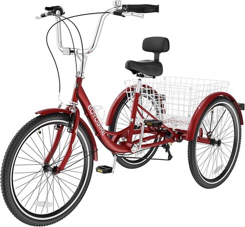 دراجة ثلاثية العجلات للبالغين من ليليبيل 7 سرعات، دراجة ثلاثية العجلات للبالغين، دراجات طراد بعجلات 20/24/26 بوصة مع سلة شحن لكبار السن والنساء والرجال in Kuwait