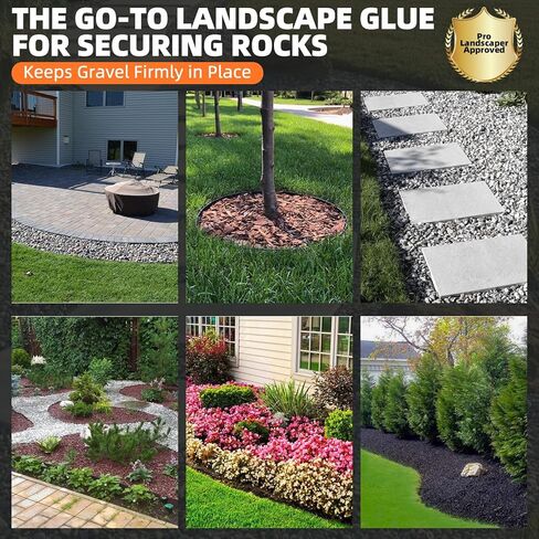 صمغ الصخور، 1 جالون من غراء المهاد للمناظر الطبيعية مع البخاخ، مادة لاصقة للغاية وموثق الحصى، مثبت حصى البازلاء غير السام، لاصق للمناظر الطبيعية للمسارات والباحات والحدود in Kuwait