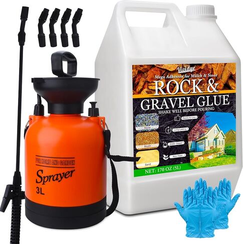 Rock Glue With Pump Sprayer, 1.3 Gallon/170oz Mulch Glue for Landscaping | Weather-Resistant, Ready to Use ＆ Non Toxic | Strong Gravel Stabilizer for Locking Stone, Pine Straw, Pebble, Rubber Mulch in Saudi Arabia