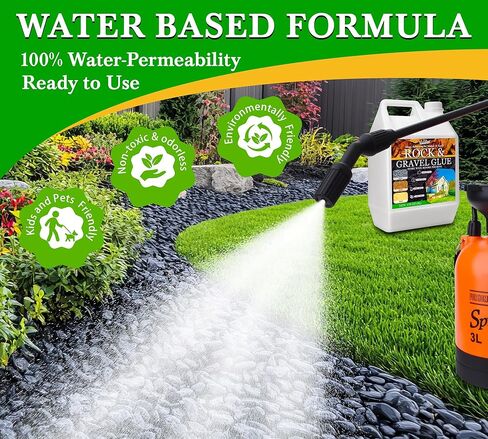 Rock Glue With Pump Sprayer, 1.3 Gallon/170oz Mulch Glue for Landscaping | Weather-Resistant, Ready to Use ＆ Non Toxic | Strong Gravel Stabilizer for Locking Stone, Pine Straw, Pebble, Rubber Mulch in Kuwait