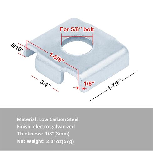 20 Pack Square Saddle Washer Plate for 1-5/8" Strut Channel Accept 5/8" Bolt in Saudi Arabia