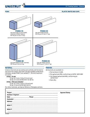 غطاء طرفي بلاستيكي أبيض مقاس 1-5/8 بوصة من Unistrut - مجموعة من 50 in Kuwait