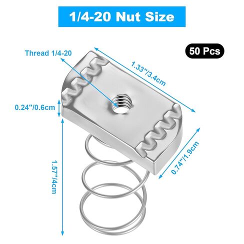50 Pcs Strut Channel Nuts 1/4"-20 Spring Thickened Unistrut Hardware with Zinc Plated Without Spring Slot Rack Nuts Use On Channel Struts to Locate Mounts Solar Panel, Aluminum Superstrut in Kuwait