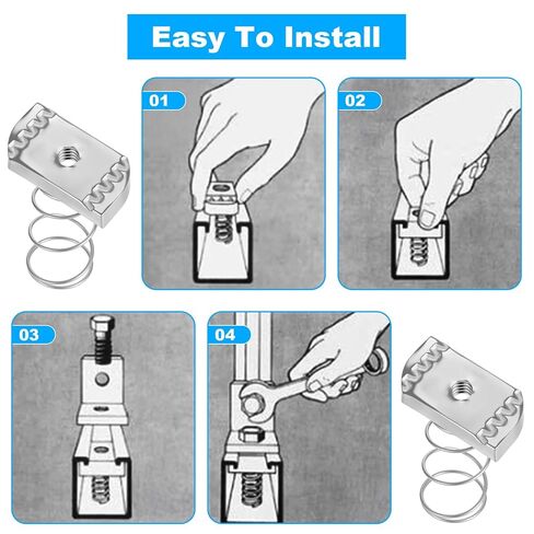 50 Pcs Strut Channel Nuts 1/4"-20 Spring Thickened Unistrut Hardware with Zinc Plated Without Spring Slot Rack Nuts Use On Channel Struts to Locate Mounts Solar Panel, Aluminum Superstrut in Kuwait
