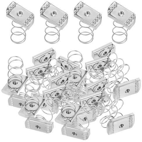 50 Pcs Strut Channel Nuts 1/4"-20 Spring Thickened Unistrut Hardware with Zinc Plated Without Spring Slot Rack Nuts Use On Channel Struts to Locate Mounts Solar Panel, Aluminum Superstrut in Kuwait