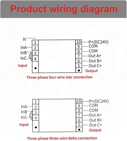 ZQ-3UTثلاثة المرحلة AC الجهد الارسال AC0-5V-600V كشف الجهد 4-20mA 0-5V 10V RS485 الناتج 3PH محول استشعار الجهد (3 المرحلة 4 سلك، 3PH AC0-400V_DC0-10V Out_DC24V) in Kuwait