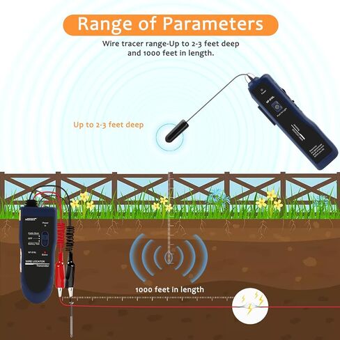NOYAFA NF-816L Underground Wire Locator - Track Pet Fence, Electrical, Network & Irrigation Wires, Rechargeable Lithium Battery, LED Flashlight, Easy Cable Break Detection in Saudi Arabia