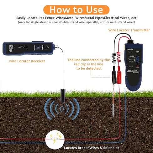 NOYAFA NF-816L Underground Wire Locator - Track Pet Fence, Electrical, Network & Irrigation Wires, Rechargeable Lithium Battery, LED Flashlight, Easy Cable Break Detection in Saudi Arabia