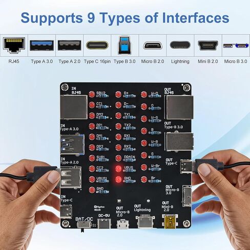 مجموعة لحام اختبار كابل USB DIY، جهاز فحص الكابلات العالمي PEMENOL 9 في 1 لنوع USB A/C، RJ45، Lightning، Micro B، Mini B، مشروع إلكترونيات لتدريس العلوم والتكنولوجيا والهندسة والرياضيات في المدارس، والمختبرات in Kuwait