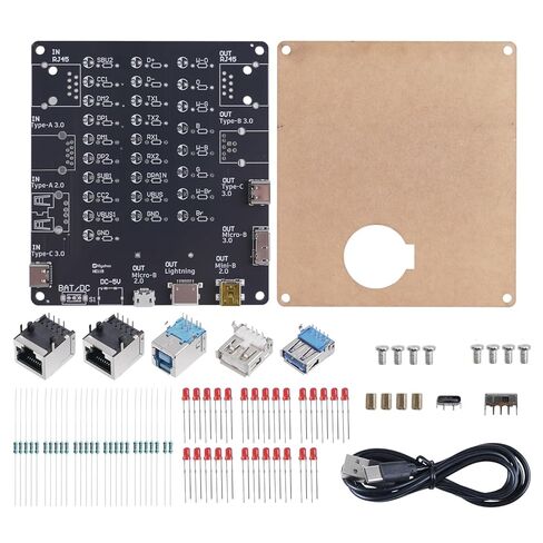 مجموعة لحام اختبار كابل USB DIY، جهاز فحص الكابلات العالمي PEMENOL 9 في 1 لنوع USB A/C، RJ45، Lightning، Micro B، Mini B، مشروع إلكترونيات لتدريس العلوم والتكنولوجيا والهندسة والرياضيات في المدارس، والمختبرات in Kuwait