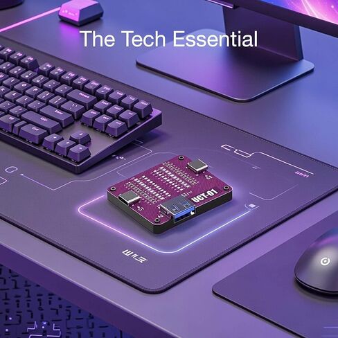 جهاز اختبار كابل USB، جهاز اختبار ومحلل كابل USB C، لوحة فحص سلك البيانات من النوع C وUSB-A، أداة تشخيص استمرارية LED لدبابيس شحن سلك الطاقة، مجموعة أرجوانية مع 3 بطاريات in Kuwait