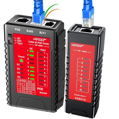 NOYAFA NF-468S Network Cable Tester,RJ45 Ethernet Cable Tester for RJ11, RJ12, CAT5, CAT6, CAT6a,CAT7, STP/UTP Cable Checker, PoE Tester, Check Connectivity, Phone Line Cat3, LAN Cable Test Tool in Saudi Arabia