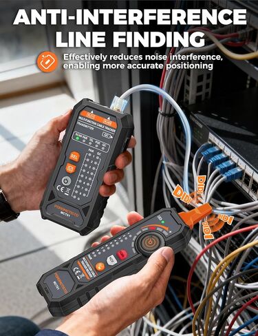 جهاز اختبار كابل الشبكة 4 في 1 MCT01 - جهاز اختبار إيثرنت POROMETISTO مع PoE وNCV وتتبع النغمات ومصباح يدوي، جهاز تتبع الأسلاك RJ11 RJ45 لاستمرارية Cat5/Cat6، قطبية خط الهاتف، مجموعة أدوات كهربائي in Kuwait