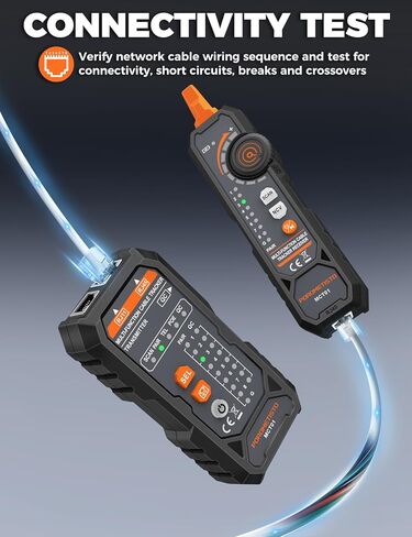 جهاز اختبار كابل الشبكة 4 في 1 MCT01 - جهاز اختبار إيثرنت POROMETISTO مع PoE وNCV وتتبع النغمات ومصباح يدوي، جهاز تتبع الأسلاك RJ11 RJ45 لاستمرارية Cat5/Cat6، قطبية خط الهاتف، مجموعة أدوات كهربائي in Kuwait