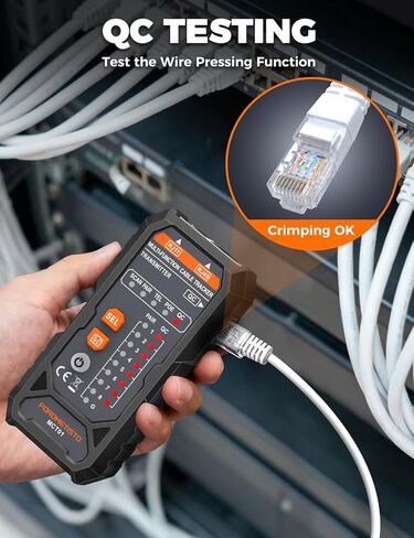 جهاز اختبار كابل الشبكة 4 في 1 MCT01 - جهاز اختبار إيثرنت POROMETISTO مع PoE وNCV وتتبع النغمات ومصباح يدوي، جهاز تتبع الأسلاك RJ11 RJ45 لاستمرارية Cat5/Cat6، قطبية خط الهاتف، مجموعة أدوات كهربائي in Kuwait