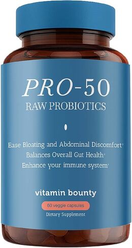 Vitamin Bounty Pro-50 Probiotics for Women Digestive Health | 50 Billion CFU & 13 Strains | SBO Synbiotic Formula Delayed Release Capsule+Prebiotic Greens for Immune Support – for Women & Men | 60cap in Kuwait