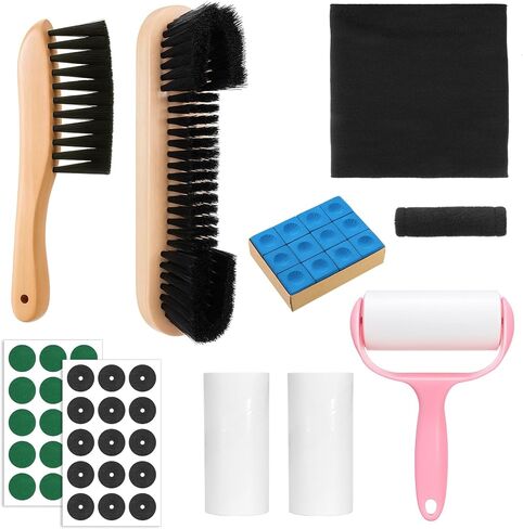 مجموعة فرش طاولة البلياردو مكونة من 10 قطع مع فرشتين خشبيتين وقماش تلميع الطويق، وتلميع جديلة وقماش التنظيف، ونقاط ماركر ولزجة، وإكسسوارات طاولة لينت رولربول in Kuwait