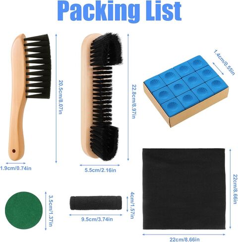 مجموعة فرش طاولة البلياردو مكونة من 10 قطع مع فرشتين خشبيتين وقماش تلميع الطويق، وتلميع جديلة وقماش التنظيف، ونقاط ماركر ولزجة، وإكسسوارات طاولة لينت رولربول in Kuwait