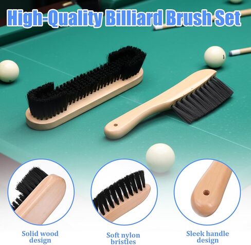 مجموعة فرش طاولة البلياردو مكونة من 10 قطع مع فرشتين خشبيتين وقماش تلميع الطويق، وتلميع جديلة وقماش التنظيف، ونقاط ماركر ولزجة، وإكسسوارات طاولة لينت رولربول in Kuwait