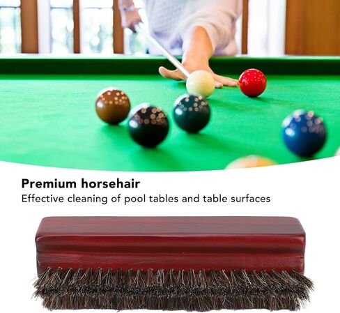 Billiard Table Brush, 3 Sided Wooden Horse Hair Pool Table Brush Cleaner with Horsehair Wood Handle for Cleaning Pool Tables Corner Edges, Burgundy in Saudi Arabia