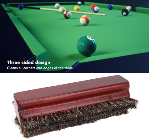 Billiard Table Brush, 3 Sided Wooden Horse Hair Pool Table Brush Cleaner with Horsehair Wood Handle for Cleaning Pool Tables Corner Edges, Burgundy in Saudi Arabia