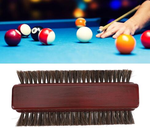 Billiard Table Brush, 3 Sided Wooden Horse Hair Pool Table Brush Cleaner with Horsehair Wood Handle for Cleaning Pool Tables Corner Edges, Burgundy in Saudi Arabia