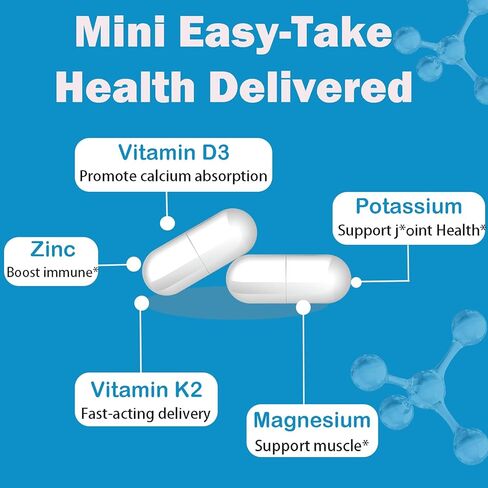 Potassium Magnesium Supplement,Potassium Citrate,Magnesium Glycinate,Zinc,Vitamin D3 &K2,High Absorption, Support Immune & Energy for Women & Men,Non-GMO,120 Count(Pack of 1) in Saudi Arabia