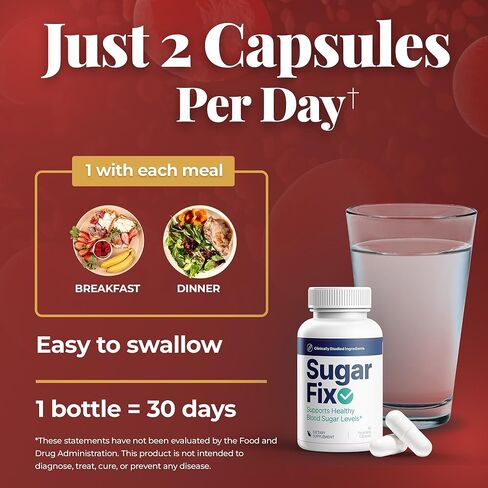 SugarFix – Natural Blood Sugar Support Supplement - Herbal Blend with 11 Plant-Based Extracts - Promotes Metabolic Health & Liver Support - 60 Capsules in Saudi Arabia