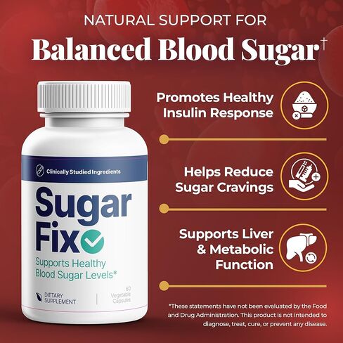 SugarFix – Natural Blood Sugar Support Supplement - Herbal Blend with 11 Plant-Based Extracts - Promotes Metabolic Health & Liver Support - 60 Capsules in Saudi Arabia