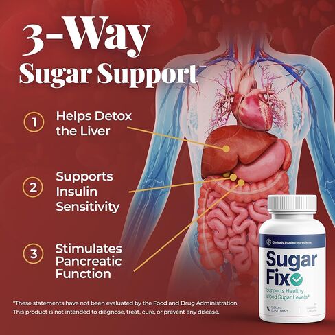 SugarFix – Natural Blood Sugar Support Supplement - Herbal Blend with 11 Plant-Based Extracts - Promotes Metabolic Health & Liver Support - 60 Capsules in Saudi Arabia