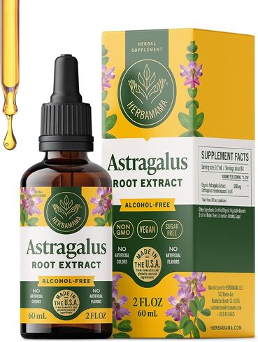 HERBAMAMA Astragalus Root Tincture - Vegan Immune Support with Astragalus Extract Drops - Non-GMO, Alcohol & Sugar-Free Liquid Supplement, 56-Day Supply in Saudi Arabia