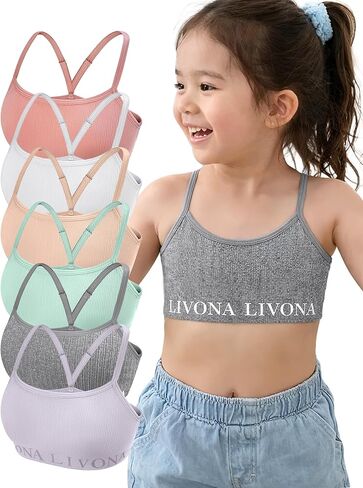 مجموعة Bralette ذات 6 عبوات ليفونا-حمالات الصدر والتدريب الناعم للمراهقين ، حمالات الصدر المريحة الخالية من الأسلاك للبنات in Kuwait