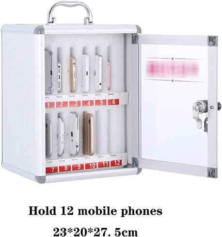 Phone Storage Cabinet Mobile Phone Management Cabinet in School Examination Room 12~60 Mobile Phone Storage Box in Workshop Wall-Hung Portable Mobile Phone Cabinet (Color : Silver, Size : 48 bi in Saudi Arabia