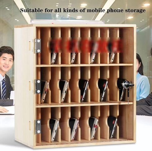 Phone Storage Cabinet Holds 30 Mobile Phone Storage Cabinets Wall-Mounted Mobile Phone Management Cabinet Wooden Phone Case Student Exam Factory Mobile Phone Case with Lock in Saudi Arabia